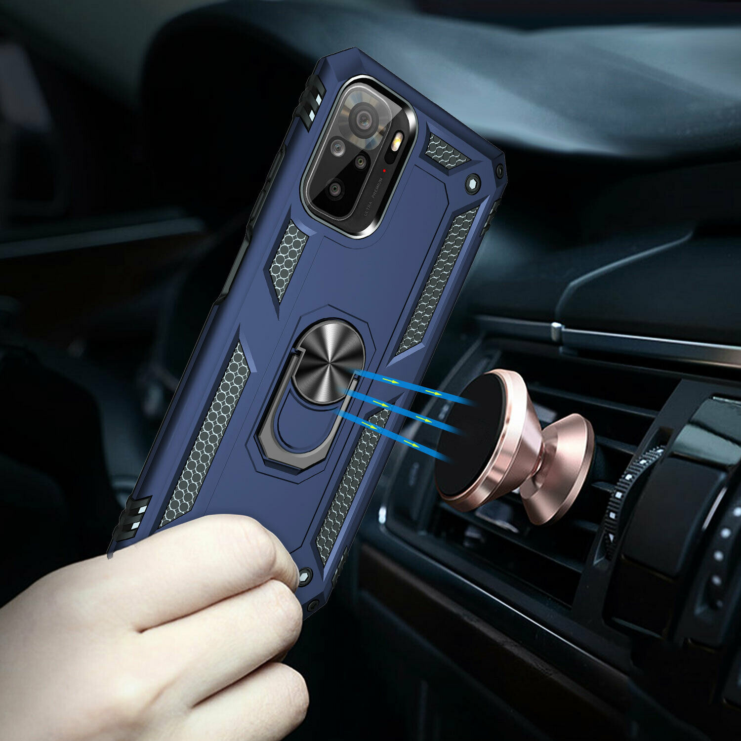 Protectores para celular  para Xiaomi  Redmi Note 10 / 10s Funda reforzada con anillo v2 Azul